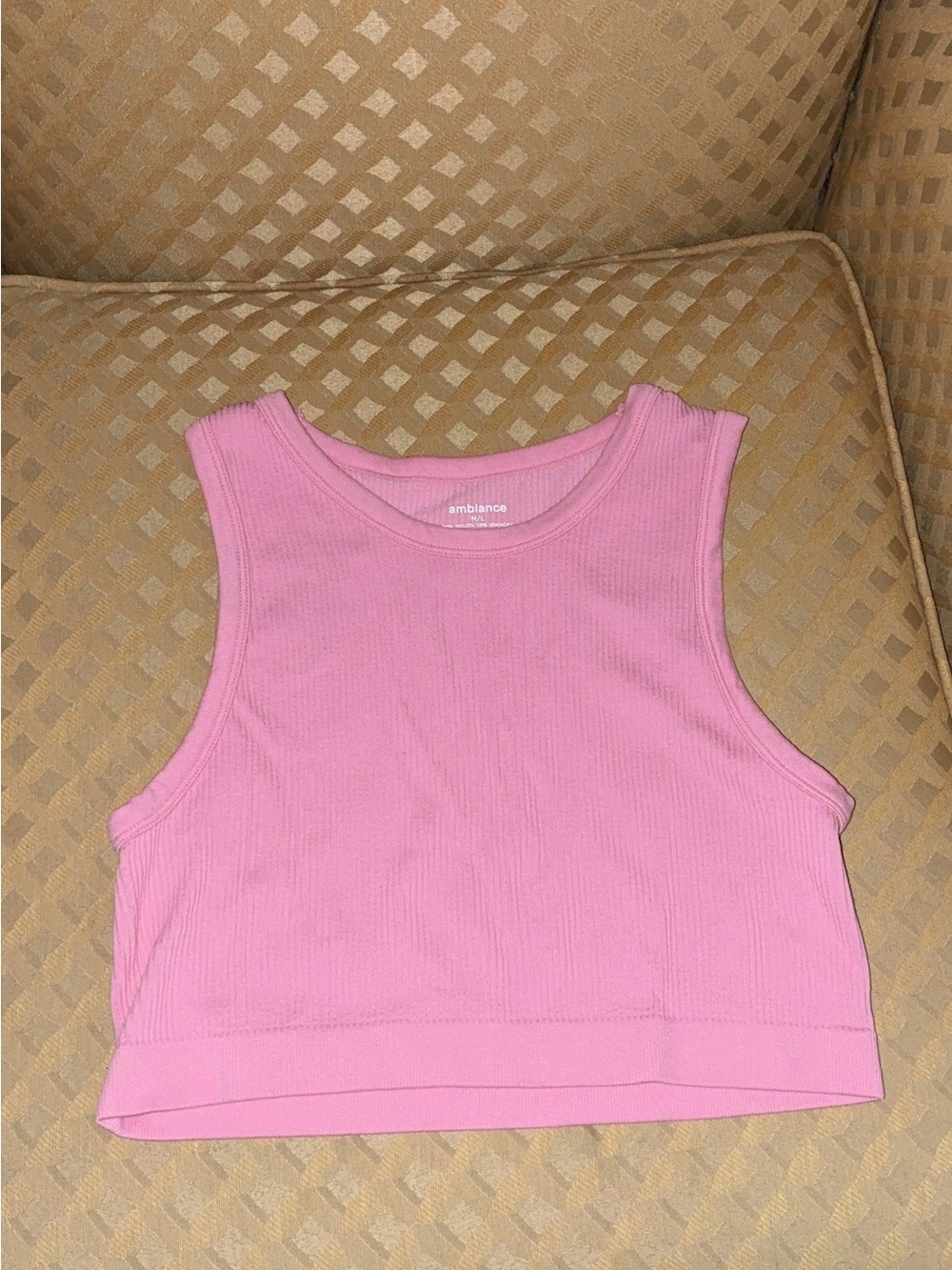 Ambiance Ribbed Crop Tank Top - Light Pink